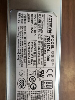 Artesyn Power Supply 7001674-J000 NXA-PAC-1100W 100-240V 12-5A 341-0521-01