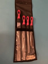 Snap-on Tools Red 4pc Instinct Handle Soft Grip Mixed File Set SGFMA104