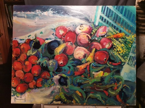 HST XXe, Guy Benard. Nature morte fruits exotiques GUATEMALA 65x81cm 25F - Imagen 2 de 7