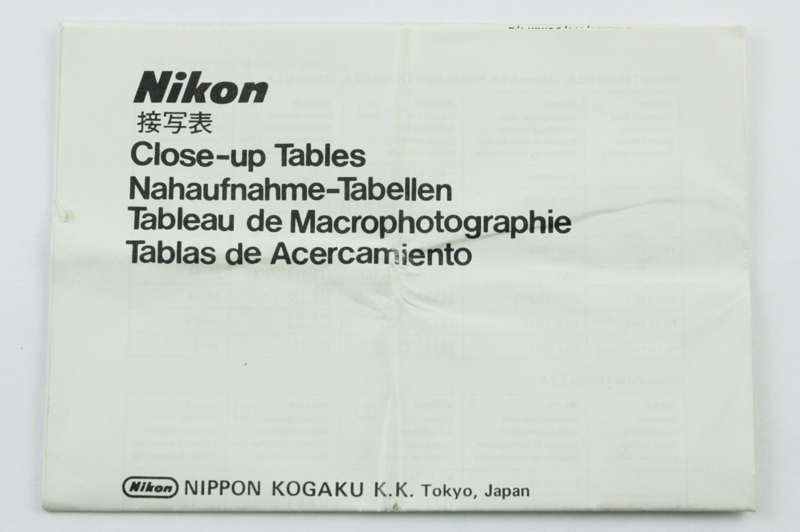 190842 Nikon Close-up Photography Tables Genuine Original | eBay