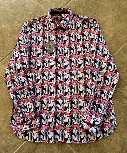 Luchiano Visconti Casual Shirt Men's L Abstract Pattern Long Sleeves $135 NWT - Picture 2 of 8