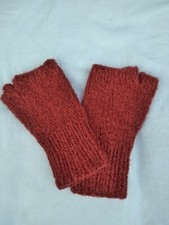 Handmade Knitted Rust Fingerless Gloves