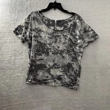 Marquis Sheer Blouse Top Medium Geometric Multicolor Short Sleeve Round Neck