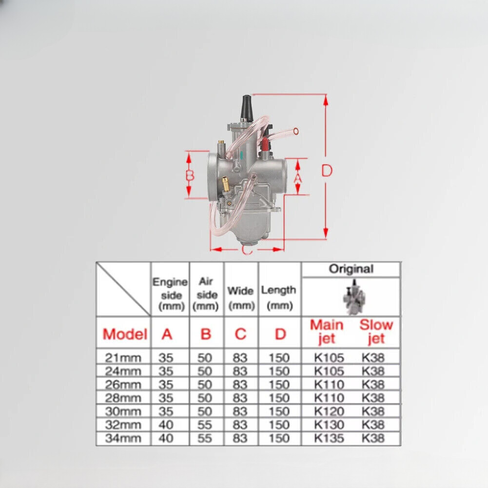 Carburetor Manual PWK 28mm With Power Jet For Keihin 2T 4T ATV