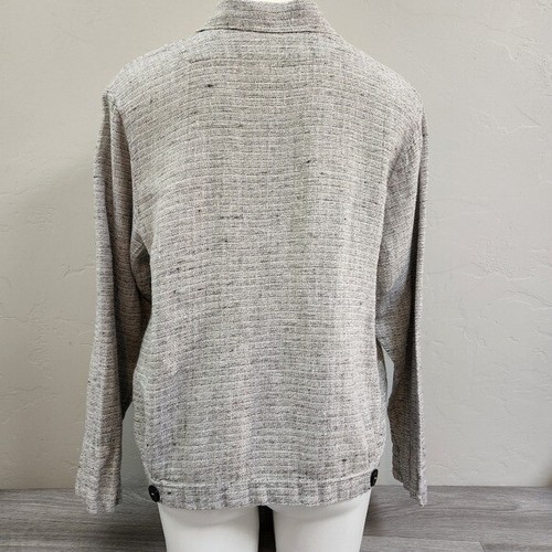 Top lino grigio FLAX taglia S zip due bottoni manica svasata dettaglio polsini tasche - Foto 2 di 11