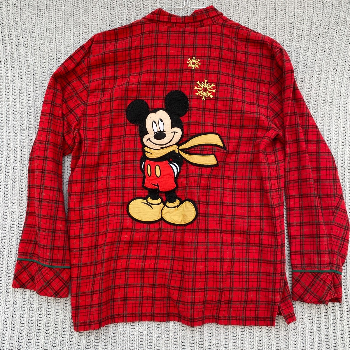 Disney Pajama Shirt Adult M Medium Long Sleeve Mickey Mouse
