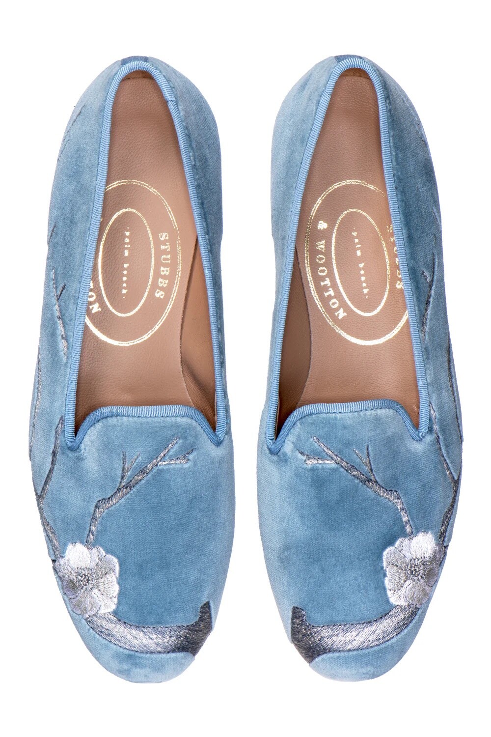 $575 NIB Stubbs & Wootton Women's Leather Velvet Slippers Loafers Shoes US 8.5