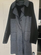Elietahari Mixed Fabric Coat Black And Blue- Unusual Design Tk Maxx