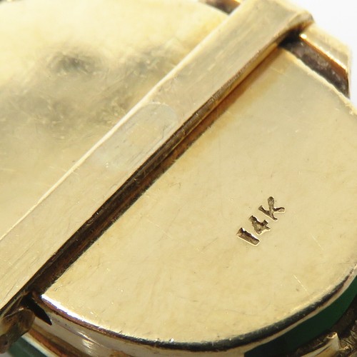 NYJEWEL Mason Kay Certified 14k Gold Carved Scarab Jadeite A Jade Bracelet 7.5" - Picture 4 of 6