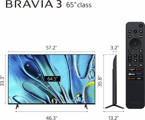 Sony 65" BRAVIA 3 4K HDR LCD Google Android Smart TV (2024) *K65S30B - Picture 2 of 9