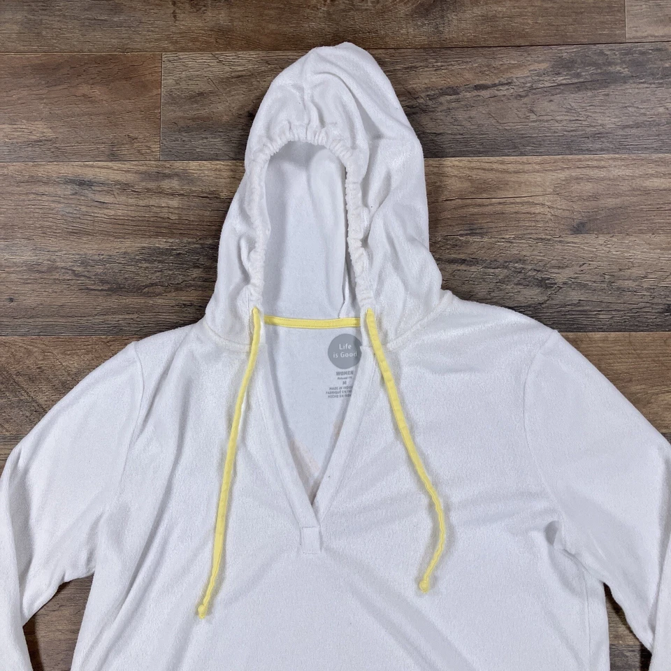 Sudadera con capucha Life Is Good para mujer mediana blanca de tela de felpa suéter con capucha Foto 2 de 4