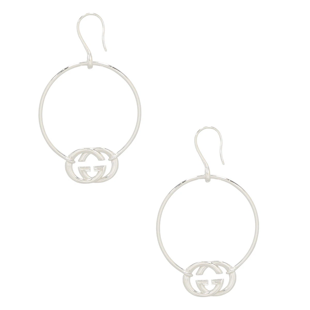 Boucles d'oreilles GUCCI imbriquées type crochet G argent sterling accessoires pour femmes