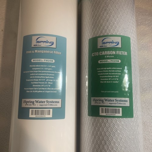 iSpring 1-FC25B + 1-FM25B CTO Carbon Filter And Iron & Manganese Filter New Box - Picture 5 of 14