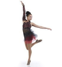 New Red Black Sequin Contemporary Ballet Biketard Dance Costume Child S, AL,XL