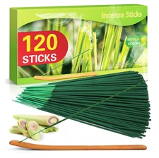 Citronella Incense Sticks, 120 PCS Lemongrass Incense Sticks for Outdoor Garden