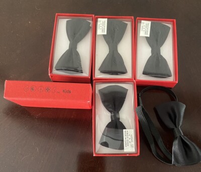bow ties Kids black Satin Adjustable, 5 new in boxes, 1 bow tie new, unboxed.