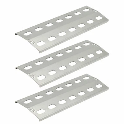 3x Edelstahl Brennerabdeckung 43,5 x 15 cm Flammenverteiler / 1,5 mm / Grillclub