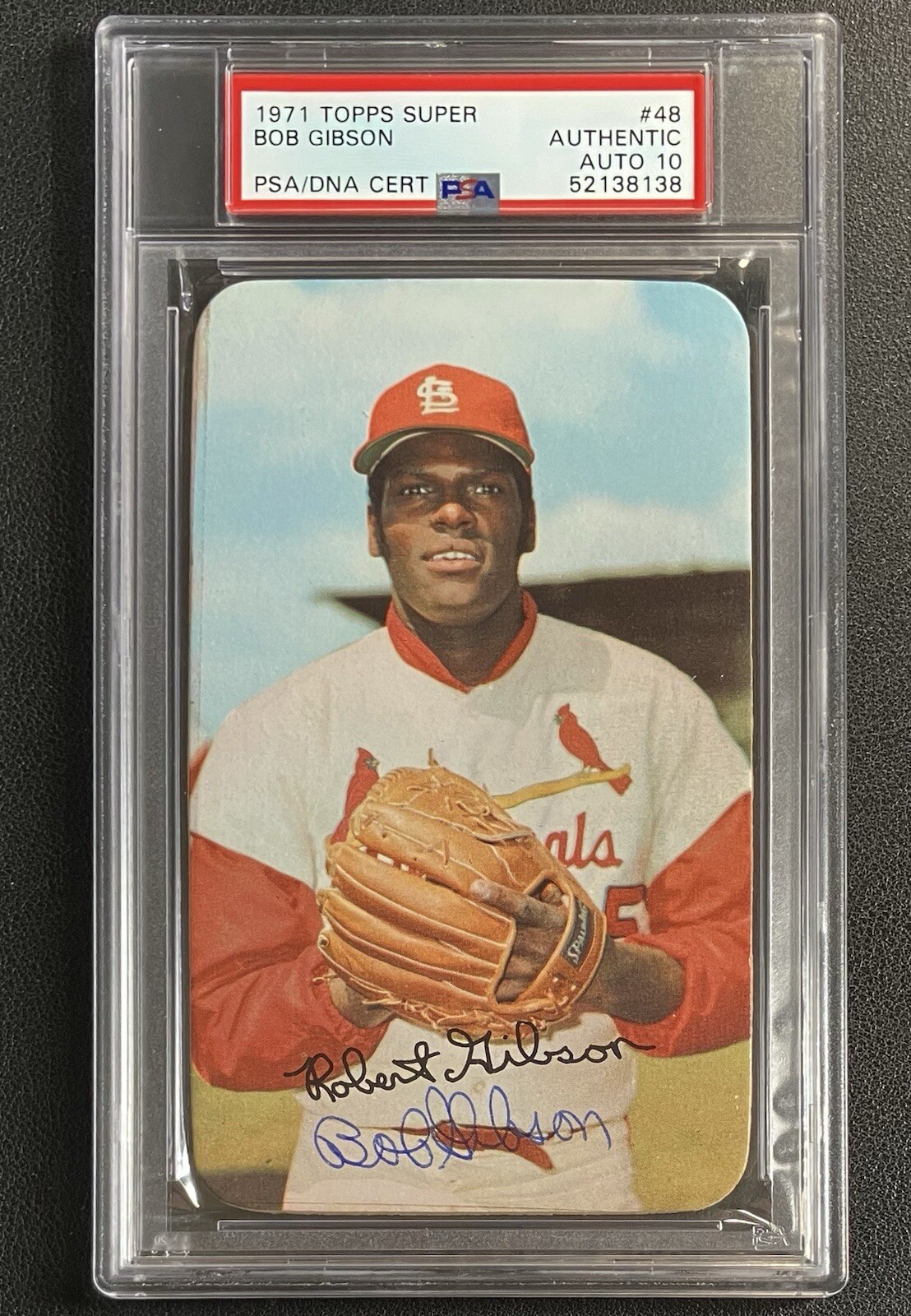 1971 Topps Super #48 Bob Gibson Signed PSA/DNA Authentic Autograph Grade 10 HOF
