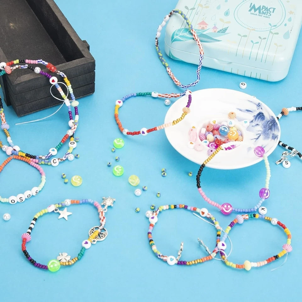 Emwel 7400 Pcs Bracelet Jewellery Making set Seed Beads with Elastic String - Image 3 of 4