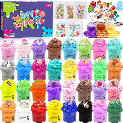Fluffy Slime Set 35 Pack, Super Soft Fluffy Butter DIY Slime Kit, Schleim Kinder