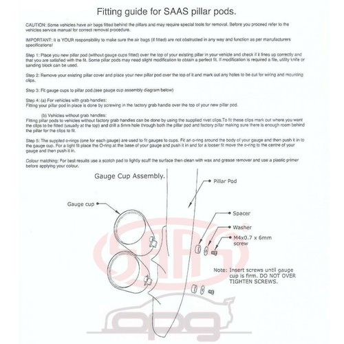 SAAS Gauge Pillar Pod Suits Mitsubishi Pajero NH NL 1991>1999 52mm Gauges - Picture 6 of 7