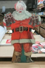 1950s Coca Cola Holidays Merry Christmas 6 Pack Bottles Cardboard Sign Santa  B
