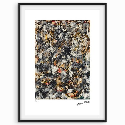 Jackson Pollock signiert - abstrakt - Komposition mit roten Strichen - Zertifikat