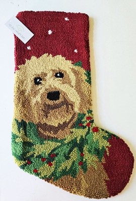 Labaradoodle Goldendoodle Doodle Dog Christmas Hooked Stocking- Wool 21''