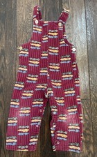 Vtg Healthtex Stantogs Corduroy Button Shoulder Overalls Pants 4T car print 80s