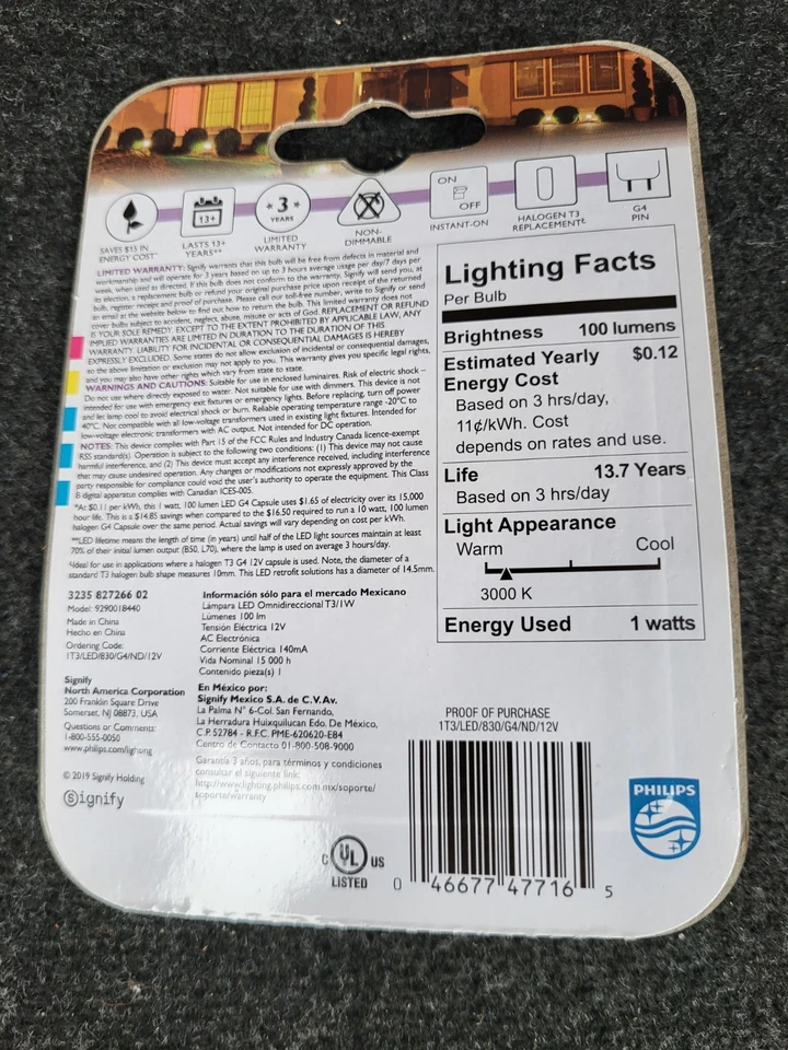 Philips 1 W T3 Bi-Pin LED Landscape Low Voltage Light Bulb 477166 - Image 2 of 2