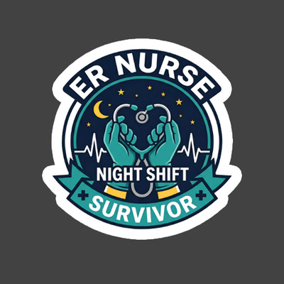 Nurse Sticker Vinyl Decal ER Nurse Night Shift Survivor RN Medical Gift