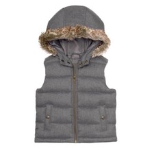 Janie And Jack Hooded Quilted Puffer Vest Boys 5-6 Years Gray Spring Easter