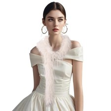 Women's Artificial Ostrich Feather Boa Featherless Pearl White 2yards-180cm