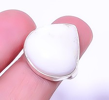 White Scolecite - India Handmade Gemstone 925 Sterling Silver Ring s.7 A397