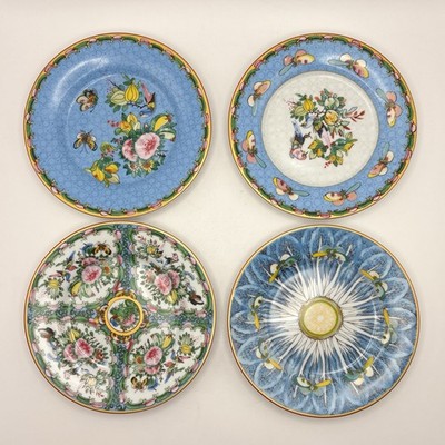 Williams Sonoma Famille Rose Appetizer Plates Blue Set of Floral  Garden