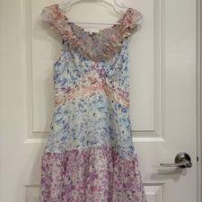 LoveShackFancy Seneca Floral Tiered Dress, Size 0, 100% Silk