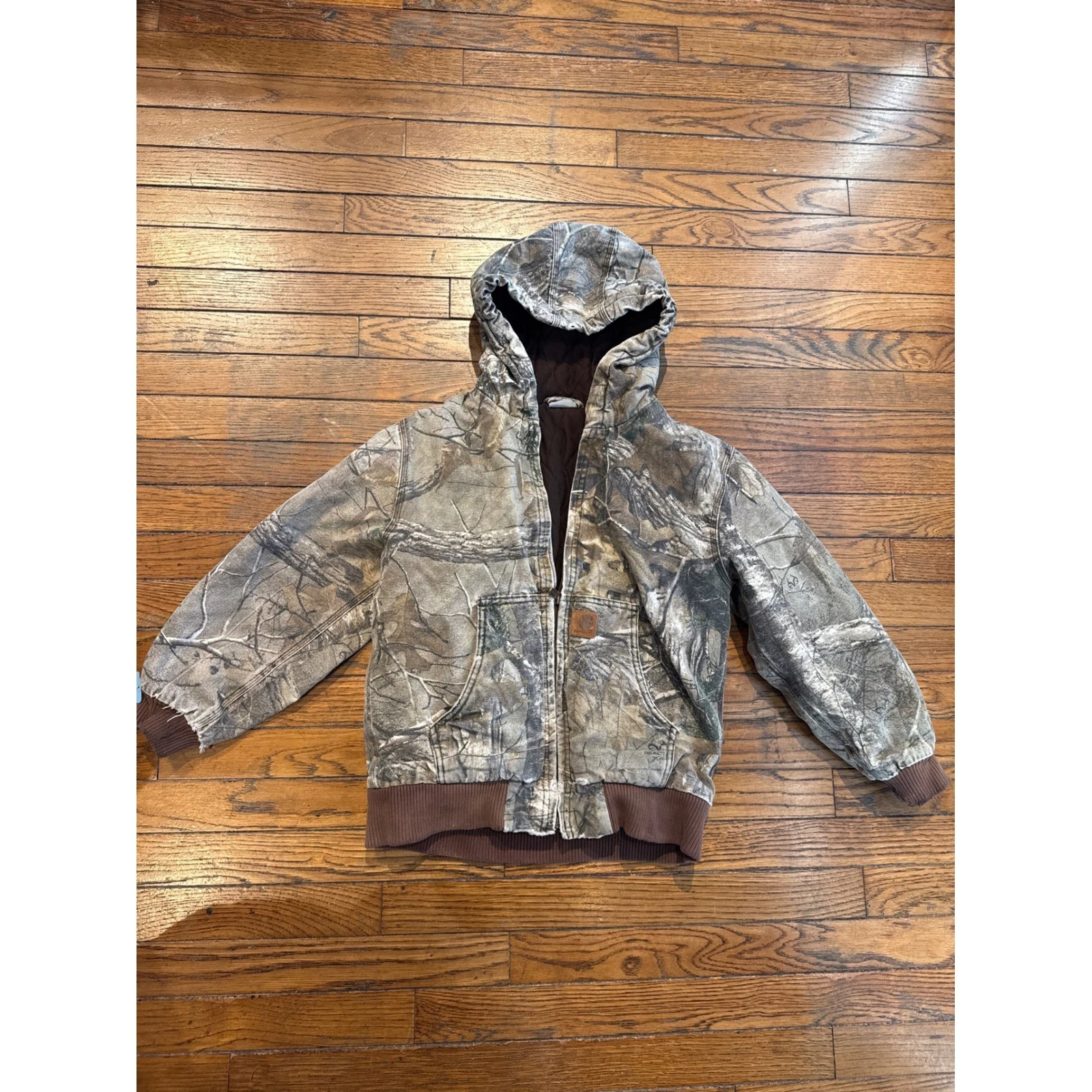 Carhartt Realtree Xtra Camo Hooded Active Jacket Brown Canvas Work Coat Mens M