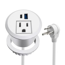20W USB-Fast Charge Recessed Power Grommet, 2 inch Flush Mount Desk Outlet wi...
