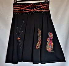 SKIRT VINTAGE ENJOY TRACHTEN OKTOBERFEST DIRNDL TYROL BLACK WOMENS US 12 EU 40