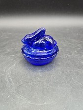 Vintage Cobalt Blue Miniature Bunny Rabbit On A Nest 