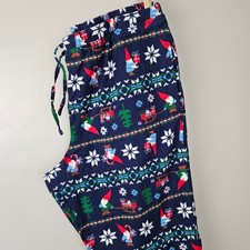 Hanna Andersson Adult Flannel Pajama Pants Men's Sz XL Navy Blue Gnome Christmas