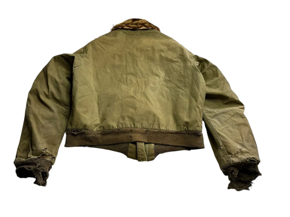 WWII B-15 Flight Jacket Stenciled Frog skin 1940s 40s Large - Image 2 of 4