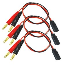 3Packs Futaba Style Receiver Plug to 4mm Banana Connector Battery Charge Lead A