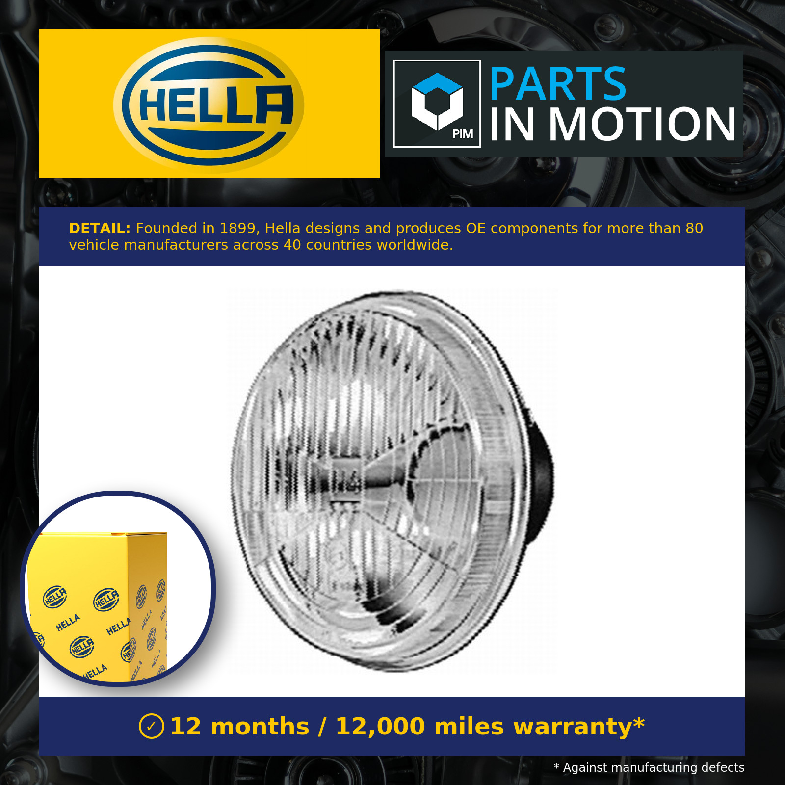 Insert Headlight Headlamp Left or Right 1L3002850-068 Hella 70017500 0009740435