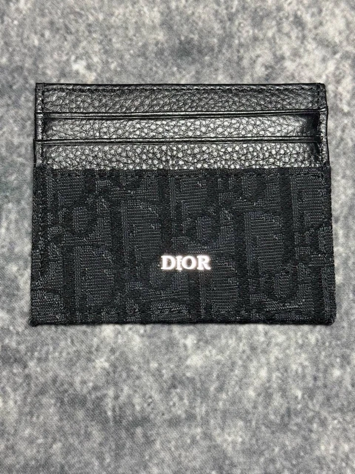 Dior Beige Black Jacquard Vertical Bifold Card Holder Wallet - Image 2 of 4