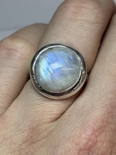 Vintage Moonstone 925 Sterling Silver Moon Ring Size 9