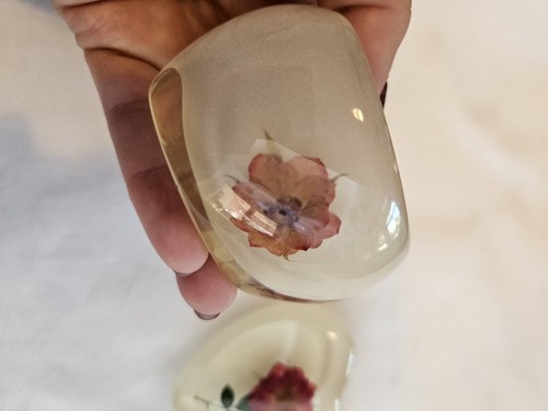 Vintage Preservation Resin Trinket Box Jewellery Heart Shaped Red Rose - Picture 6 of 11