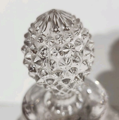 Duncan Miller Clear Glass Perfume Cologne Bottle w Stopper Hobnail Vtg Round - Picture 6 of 11