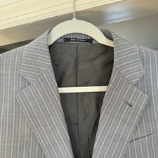 ARMANI COLLEZIONI Textured Striped Peak Lapel Suit Jacket Size 40R Made in Italy