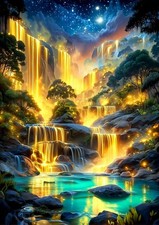 Waterfall Landscape Diamond Art Kit for Adults DIY Wall Decor 12 x 16 Inch